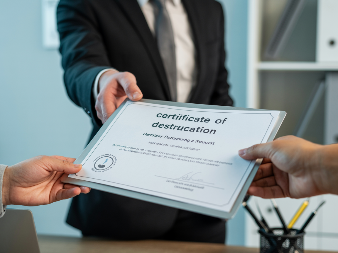 Certificate of Destruction provided with every monthly shredding pickup